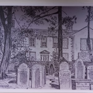 Impression d'art dessin au crayon Haworth Parsonage ou carte de voeux