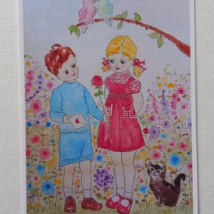 Valentine's Day Vintage Style Art Print or Greetings Card