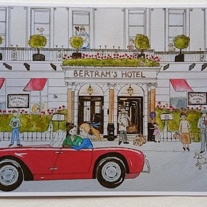 Stampe artistiche a colori o biglietti d'auguri di Bertram's Hotel di Agatha Christie