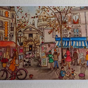 Impression d'art ou carte de voeux Montmartre style vintage Montmartre