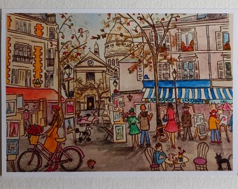 Lámina o tarjeta de felicitación de estilo vintage de Montmartre