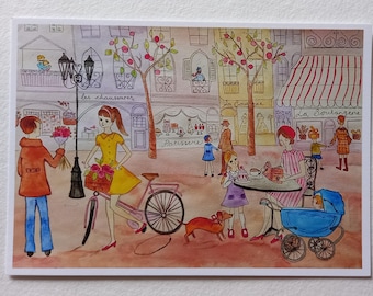Lámina o tarjeta de felicitación de estilo vintage francés