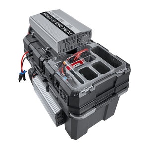 Hybrid 4,000W (2,000W On Grid + 2,000W Off Grid) Portable Mppt Solar Generator Powerhouse and Pure Sine Battery Box, Usb, for 12v Battery