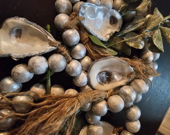 Gulf Coast Oyster Shell Garland Silver & White
