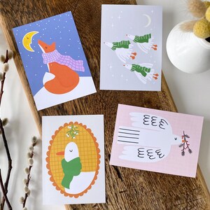Créatures pacifiques | Jeu de 4 cartes | Noël | Cartes postales