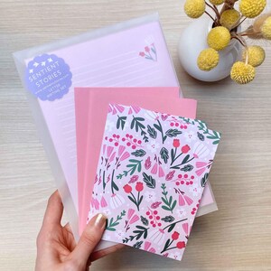 Set di cancelleria floreale / Carta da lettere A5 / Cartoline A6 / Buste