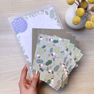 Juego de papelería Woodland / Papel de carta A5 / Postales A6 / Sobres