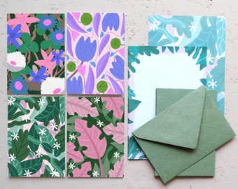 Botanical Stationery Set | Writing Paper | A5 Letter Set | A6 Postcards
