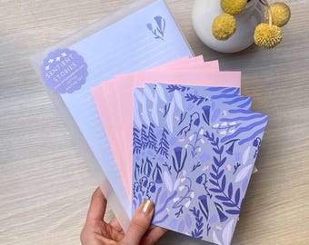 Set di cancelleria floreale / Carta da lettere / Cartoline opzionali / Buste