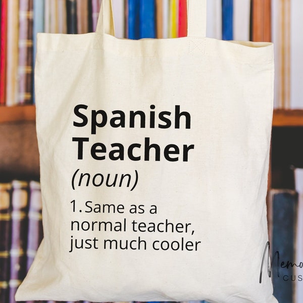 Funny Spanish Teacher Tote Bag, Unique Educator Gift, Cool Teacher Appreciation Canvas Bag, Novelty Classroom Accessory