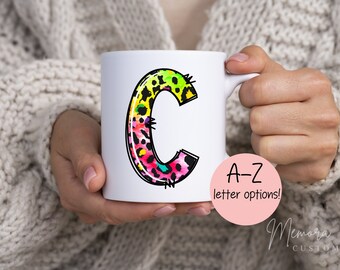 Colorful Initial Doodle Letter Mug, Doodle Art Design, Girls Kids Toddler Cup, Unique Alphabet Drinkware, Personalized Initial Gift Idea