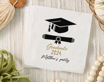 Personalisierte Servietten für die Abschlussfeier, individuelles Getränke-Mittagessen, Abschlussfeier 2024, Partyzubehör