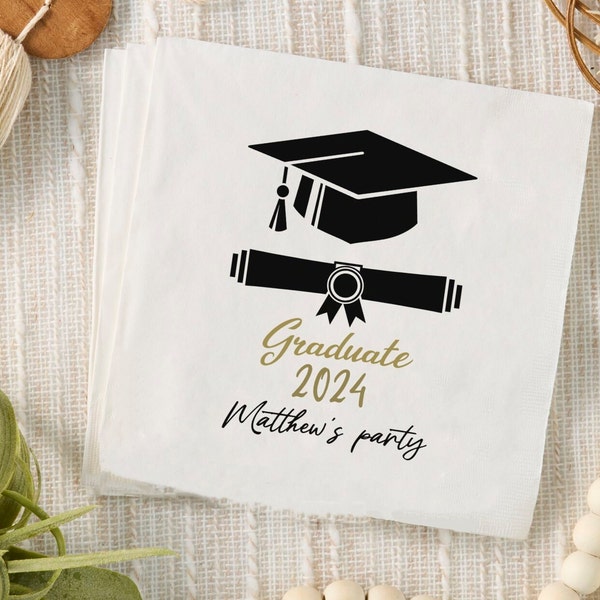 Personalized Graduation Party Napkins, Custom Beverage Luncheon, 2024 Graduate Celebration, Party Supplies