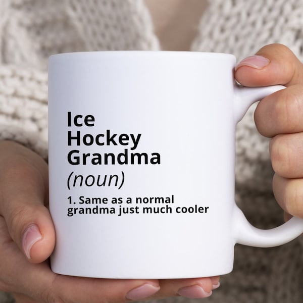 Ice Hockey Grandma Mug, Cool Grandmother Gift, Sports Enthusiast Coffee Cup, Funny Granny Hockey Lover Present, Unique Mugs