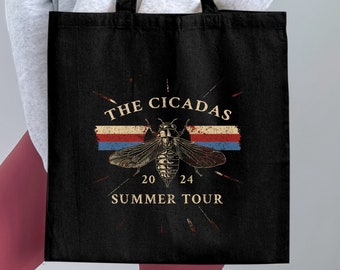Cicada Summer Tour 2024 Canvas Tote Bag, Vintage Insect Art, Limited Edition Beach Tote, Eco-Friendly Shopping Bag