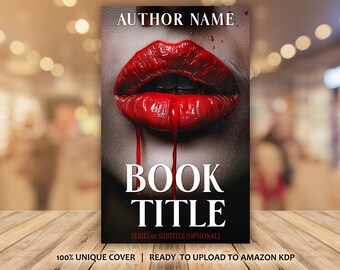 Premade Romance Thriller Book Cover Design for Amazon KDP | Close up of Woman with Blood Trickling from Mouth