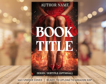 Woman In Red: Premade Romance Erotica Book Cover Design for Amazon KDP | Firey Image of a Woman in Red Skirt and Heels