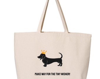 Dachshund Tote Bag, Dog Mom Tote Bag, Wiener Dog Bag, Eco Friendly Tote Bag, Dog Bag, Gift for Doxie Mom, Dachshund Crown