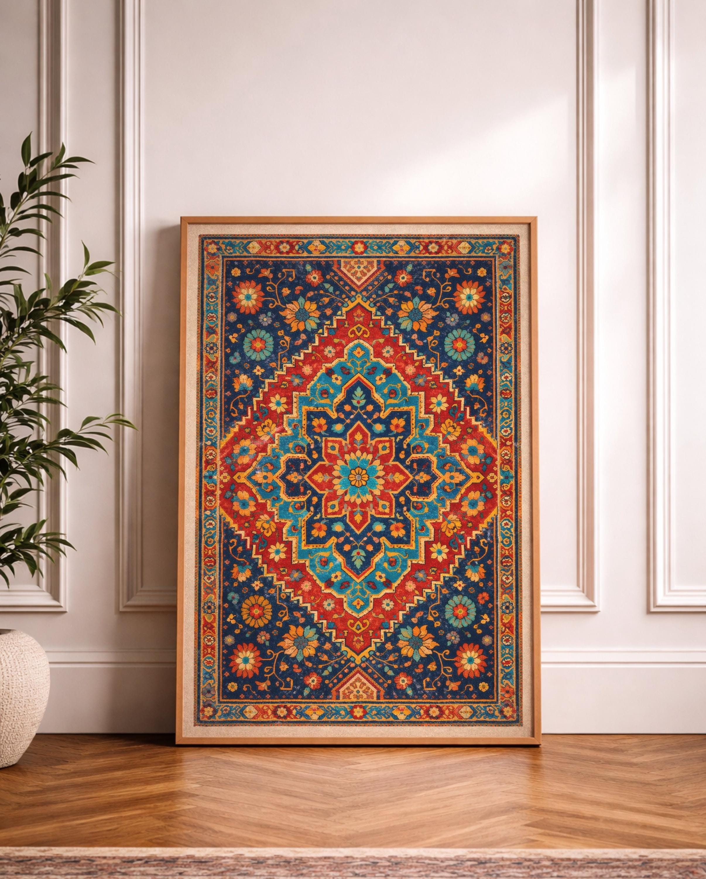 Maximalist Anatolian Rug Art Print | Colorful Turkish Carpet Poster ...