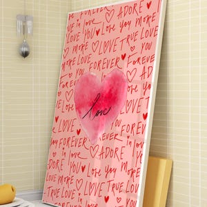 Love Heart Typography Art Print: Trendy Pink Wall Decor (Instant Download)
