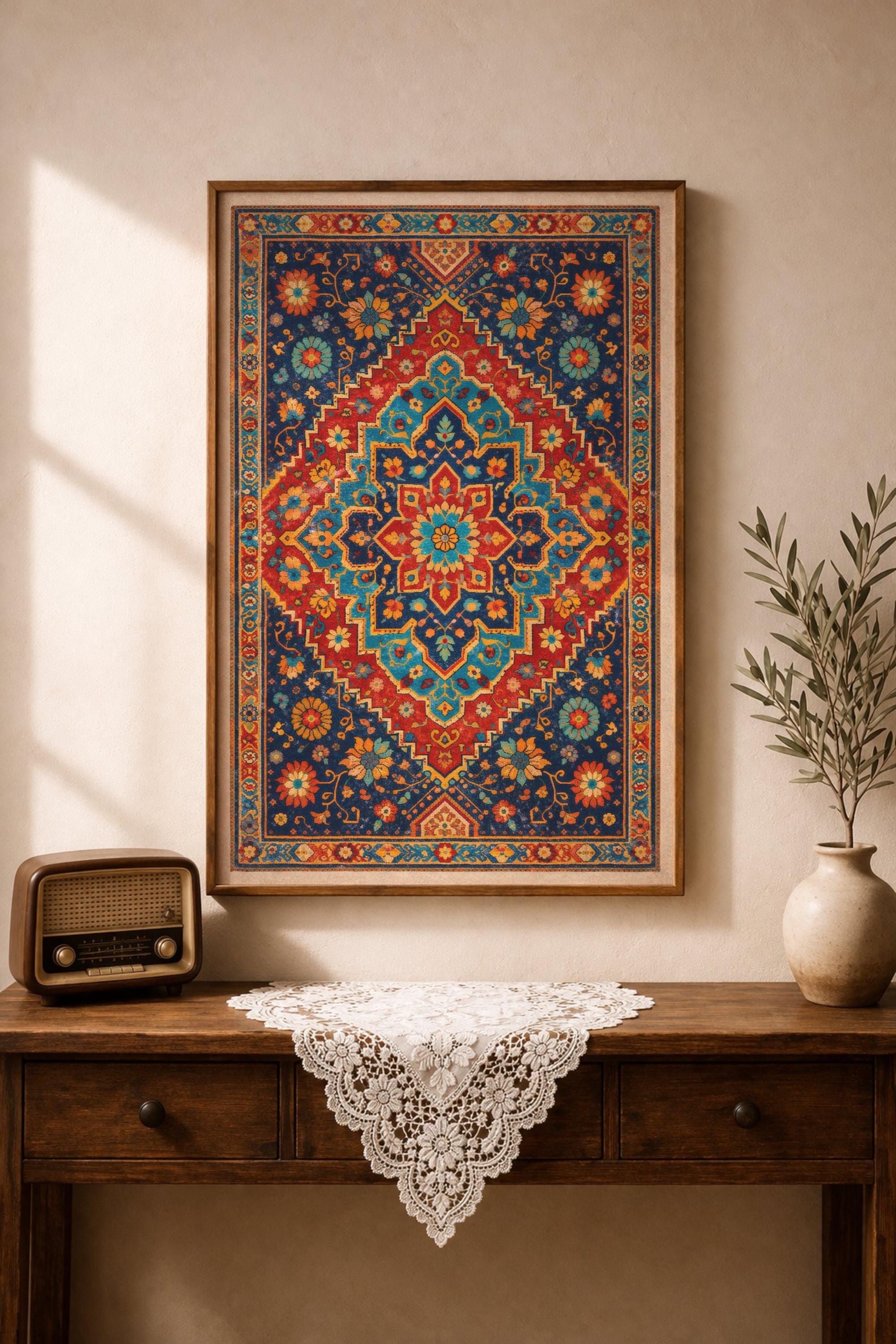 Maximalist Anatolian Rug Art Print | Colorful Turkish Carpet Poster ...