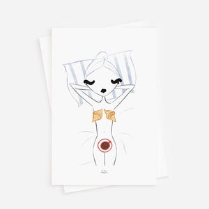 Postcard - Breakfast in Bed | Mini Art Print, French Postcard, Croissants Postcard, France Postcard