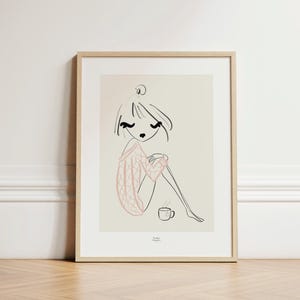 Tea Lover - Poster, Women Art Print, Woman Illustration,  Self Care Poster, Cocooning Poster, Feminine Illustration Print, Kitchen Art Print