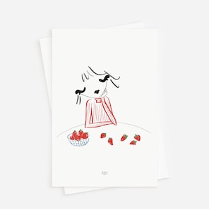 postale - Fraises | Mini impression d'art