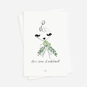 Postkarte - My artischocke heart | Mini Art Print, Französische Postkarte
