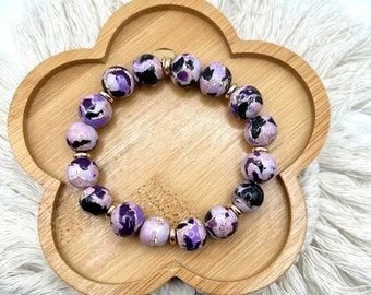 The “Purple Crackle Collection” Handmade Polymer Clay Bracelet | Handmade | Polymer Clay | Jewelry Making | Gift Idea | Unique | Jewelry