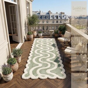 Organic Modernism Tufted Rug: Wavy Contour Carpet, Hand-Carved Wool Floor Art