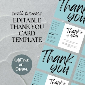 Editable Thank You Card Template: Modern Business Package Insert (5x3.5 inches, Canva Customizable)