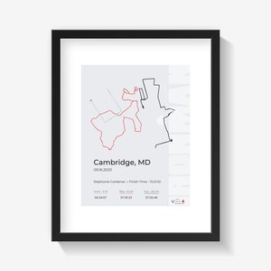 Gepersonaliseerde IRONMAN- en 70.3 Finisher-print | Op maat gemaakt cadeau | Triatlonroutekaart en splitsingen | Zwemmen, fietsen, hardlopen