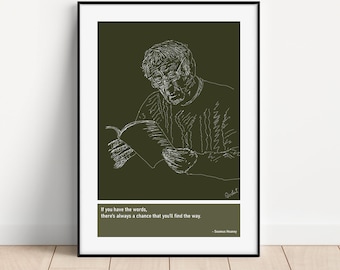 Impresión artística de bocetos garabateados de Seamus Heaney