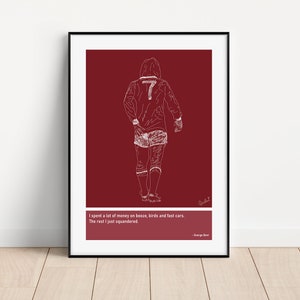 George Best Manchester United Scribble Sketch Art Print