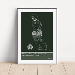 George Best Northern Ireland Scribble Sketch Art Print