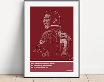 Eric Cantona Manchester United Scribble Sketch Art Print