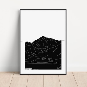 Snowdon Mountain Scribble Sketch Art Print (wales tallest peak)