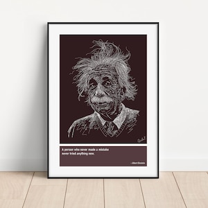 Albert Einstein Scribble Sketch Art Print
