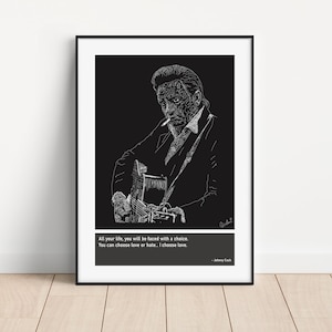 Johnny Cash Scribble Sketch Art Print