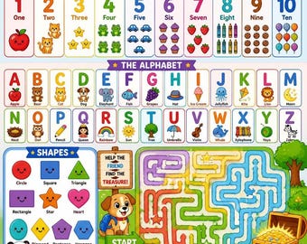 Preschool Mega Activity Bundle ( Alphabets, Numbers, Shapes and Mazes)