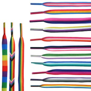 Puede incluir: Un conjunto de 12 cordones de colores con diferentes patrones de rayas. Los cordones están hechos de tejido tejido y tienen una variedad de colores, incluyendo rojo, naranja, amarillo, verde, azul, morado y blanco.