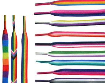 LGBTQ+ Rainbow Shoelaces, Lesbian, Asexual, Bisexual, Nonbinary, Transgender Shoelaces - 100 cm / 120 cm / 150 cm
