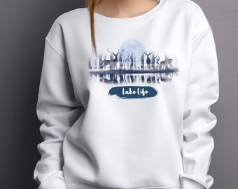 Lake Life Sweatshirt, Outdoors Lake Shirt, Camping Sweatshirt, Vacation Shirt, Lake Bum Shirt, Weekend Lake Sweatshirt, Moonlit Serenity Tee