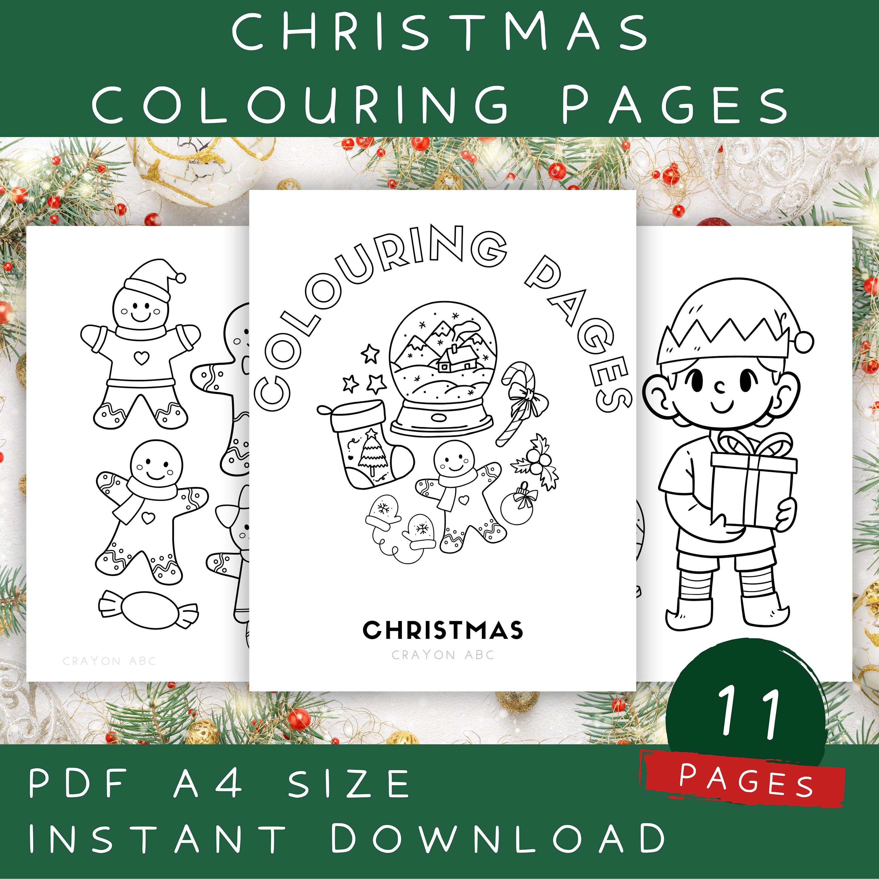 11 Printable Cute Christmas Colouring Pages for Kids Printable PDF ...