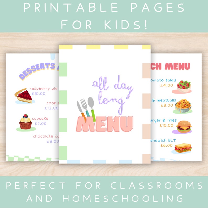 23 Printable Restaurant Pretend Play Pages Game Activity for Kids ...