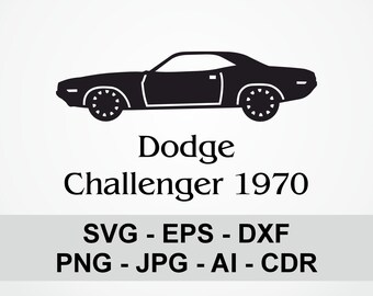 Challenger 1970, sports car, dxf, svg, png, cdr, Digital Files, laser cut, cnc, plasma, home decor, automotive, printing, engraving