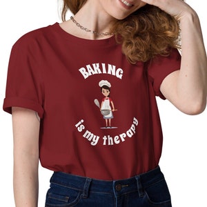 Baking is Therapy Shirt for Women, Funny Baking Gift for Baker, Cute Tee for Pastry Chef, Cookie Lover, Baking Mom Shirt