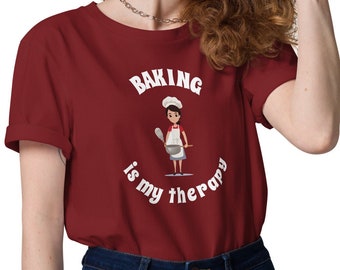 Baking is Therapy Shirt for Women, Funny Baking Gift for Baker, Cute Tee for Pastry Chef, Cookie Lover, Baking Mom Shirt