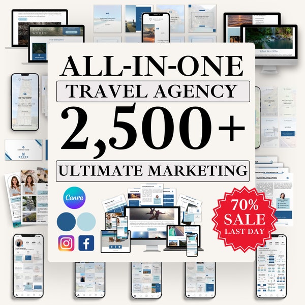 MEGA BUNDLE 2024 : agence de voyages tout-en-un Bundle Canva, agence de voyages Instagram, marketing voyage, devis de voyage, voyage, saviez-vous